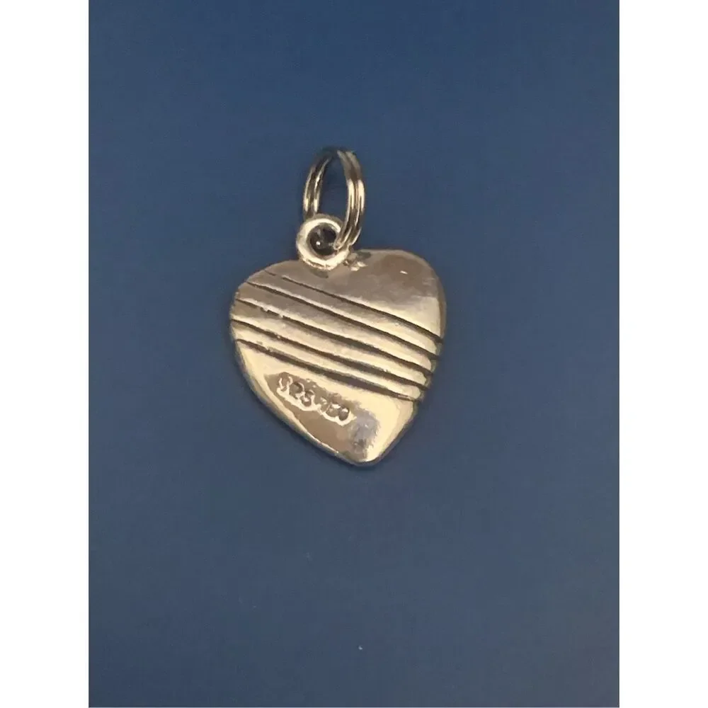 .925 Whimsical Musical Heart Sterling Silver Jewelry Charm #vintage